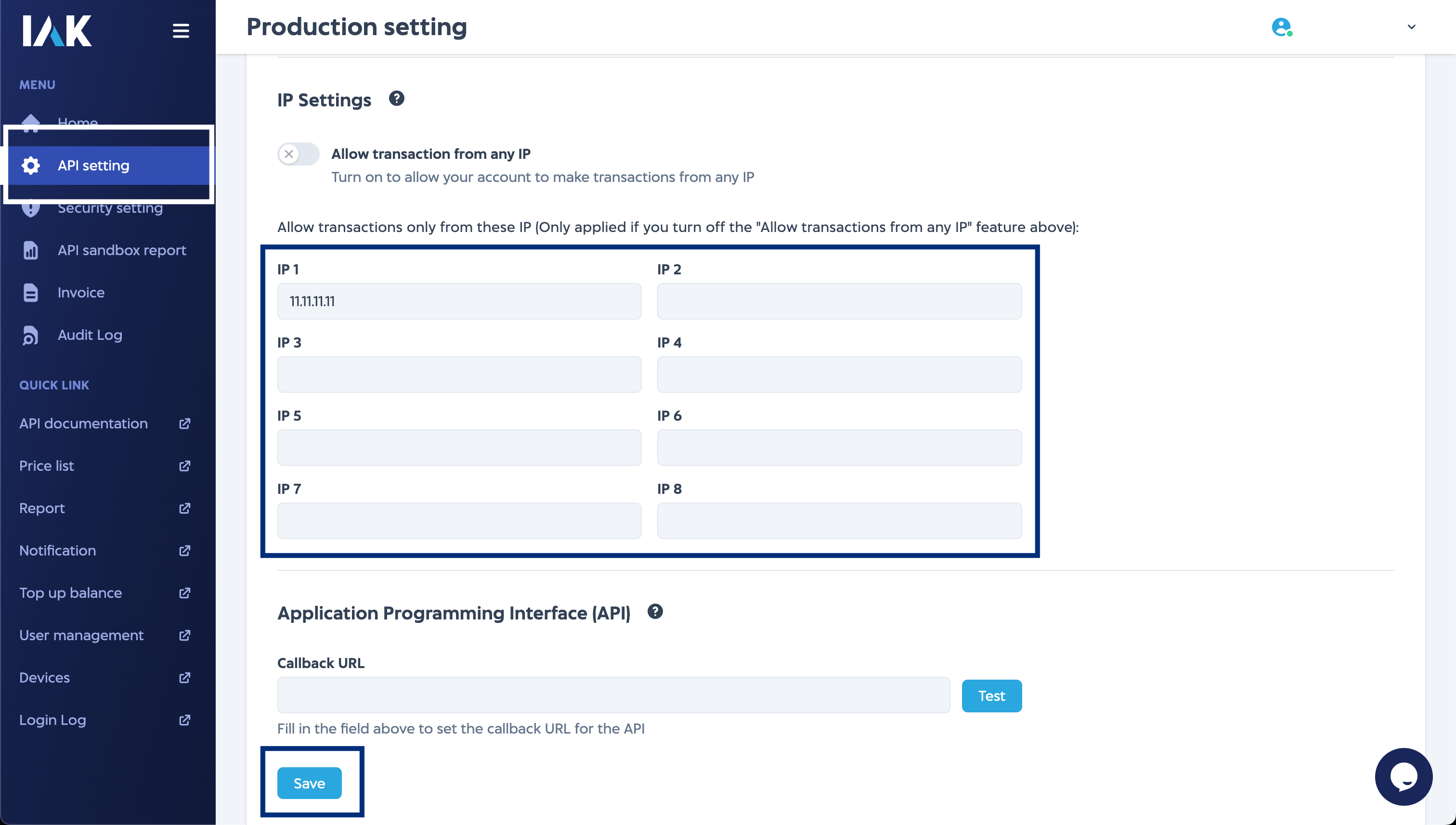 Whitelist IP
