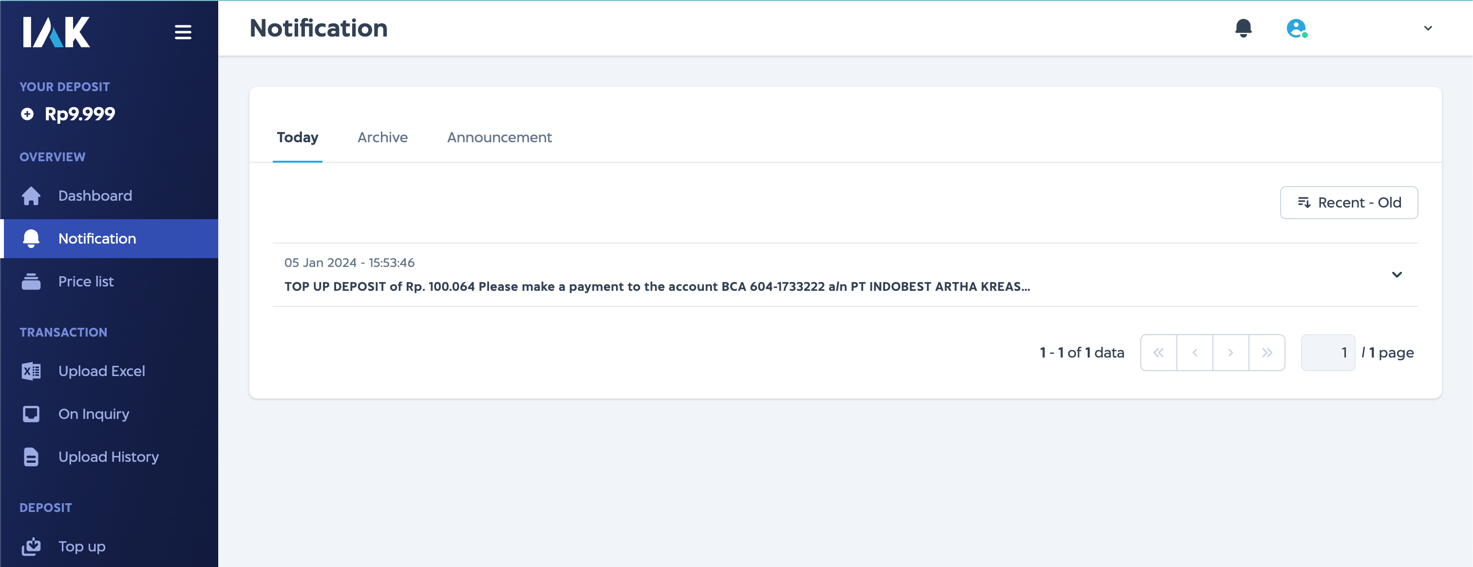 Top Up Confirmation